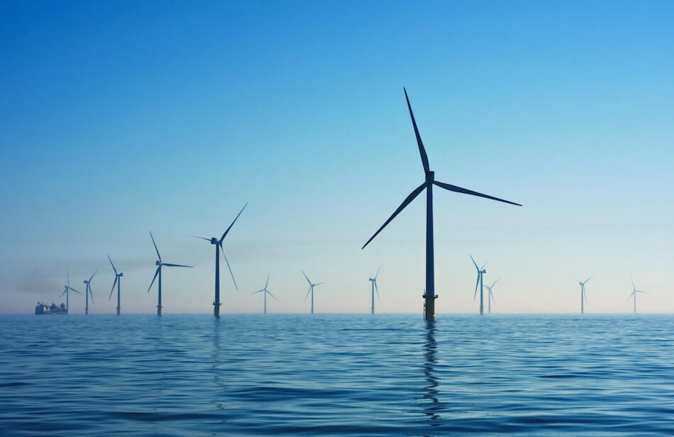 Wind Turbines Producing Electric Power in the Sea